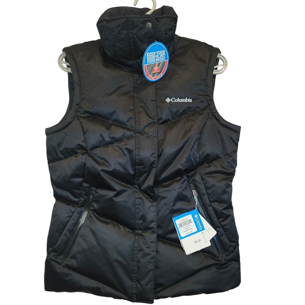 Columbia Lay D Down Vest Womens Small Black Omni-Heat Puffer WL1466-010‎ NEW